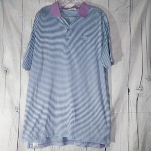 Peter Millar men's blue and purple striped polo shirt